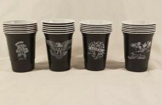 24 Sailor Jerry Spiced Rum Black Plastic Tattoo Party Cups - 4 Different Styles