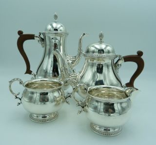 Antique Solid Silver Tea Set Service Coffee Pot Teapot Cream Jug Sugar Bowl 1683