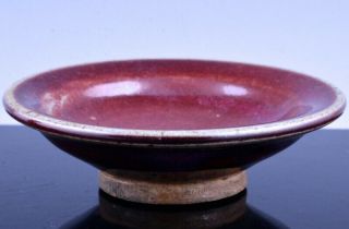 EARLY CHINESE JUNYAO RED BLUE FLAMBE GLAZE SMALL SCHOLARS DISH 5