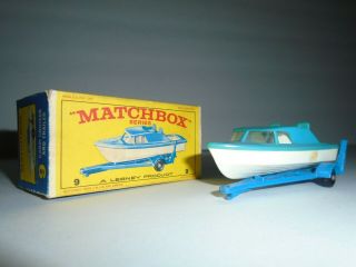 Matchbox Vintage Lesney Cabin Cruiser And Trailer And Box