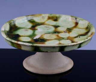 Authentic Chinese Tang Dynasty (618 - 906bc) Sancai Glazed Raised Dish Bowl