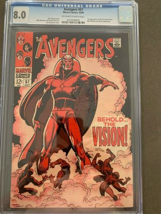 Avengers (1st Series) 57 1968 Cgc 8.  0 1st Appearance The Silver Age Vision