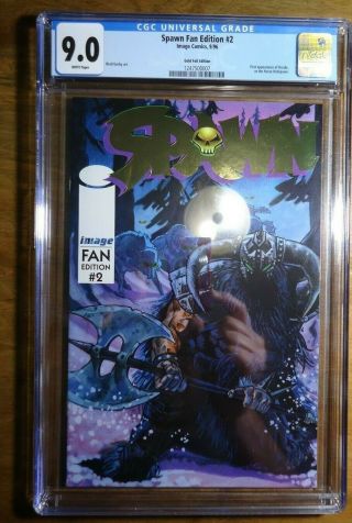 Spawn Fan Edition 2 Cgc 9.  0 - White Pages - Gold Foil Edition Rare