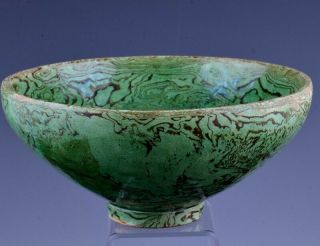 EARLY CHINESE GREEN MARBLE GLAZED BOWL TANG TO EARLY MING DYNASTY 5