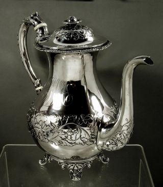 Chinese Export Silver Coffee Pot C1830 Yatshing - 53 Ounces