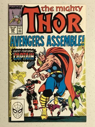 The Mighty Thor 390 (1988 Marvel) Cap Lifts Thor’s Hammer - Endgame Key (fn/vf)