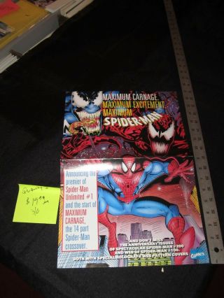 1993 Spiderman Maximum Carnage Promo Half Poster Never In Stores Marvel