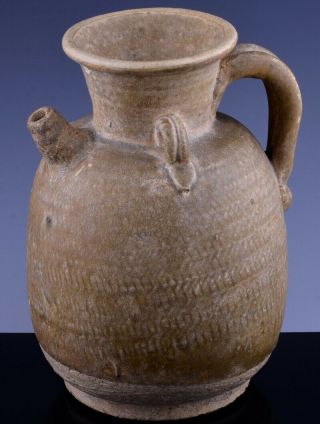 Authentic Chinese Tang Dynasty (618 - 906bc) Straw Glazed Pottery Wine Ewer