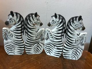 Hand Carved Wooden Zebra Decorative Standup Screen