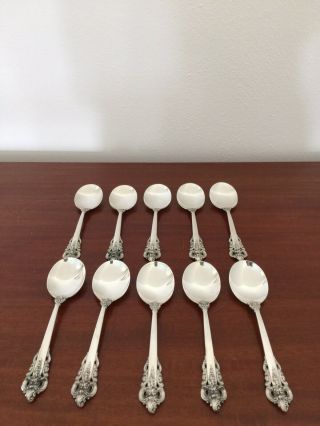 Set Of 10 Wallace Sterling Silver Grand Baroque Cream Soup Spoons