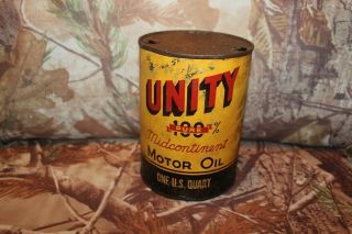 Vintage Oil Can - Unity 100 Midcontinent Motor Oil - Great Graphics