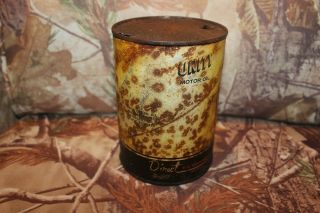 VINTAGE OIL CAN - UNITY 100 MIDCONTINENT MOTOR OIL - GREAT GRAPHICS 2