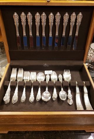 Sir Christopher By Wallace Sterling Silver 62 Pc Flatware Set With Display Case