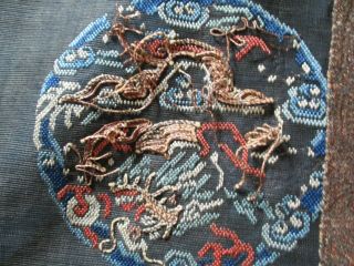 ANTIQUE FINE OLD ROYAL CHINESE EMBROIDERY FORBIDDEN STITCH PATCH DRAGON ROBE OLD 10