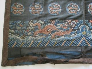 ANTIQUE FINE OLD ROYAL CHINESE EMBROIDERY FORBIDDEN STITCH PATCH DRAGON ROBE OLD 5