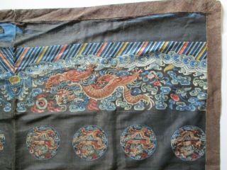 ANTIQUE FINE OLD ROYAL CHINESE EMBROIDERY FORBIDDEN STITCH PATCH DRAGON ROBE OLD 8