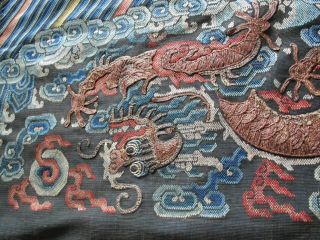 ANTIQUE FINE OLD ROYAL CHINESE EMBROIDERY FORBIDDEN STITCH PATCH DRAGON ROBE OLD 9