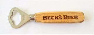 Vintage 1980s Becks German Beer Bier Wood Metal Bottle Opener Cond