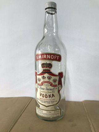 Old Smirnoff Vodka Bottle 3 Litre Rare Collectible