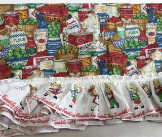 Vintage Campbell’s Soup Curtain/ Valance Set Of 3 Ruffle Campbell’s Soup Kids