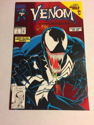 1993 Venom Red Foil Lethal Protector Comic Book Vol 1 No.  1 Of 6 Near