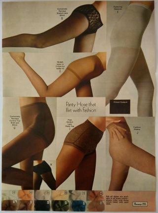 1971 Vintage Paper Print Ad Panty Hose Brief Bikini Leotard Lingerie Underwear