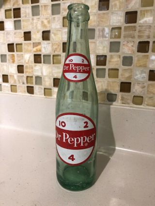 Vintage Soda Pop Bottle Dr.  Pepper 10 2 4 Aqua Glass 10 Oz.