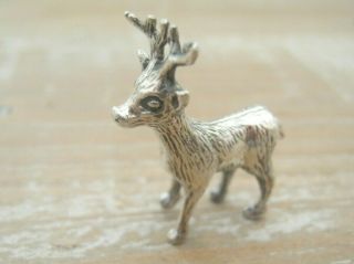 A Birmingham Hallmarked Sterling Silver Miniature Deer Stag Rudolph