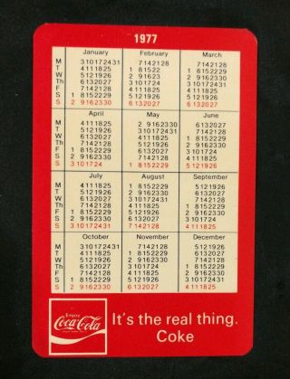 1977 Coca Cola Drink Advertising Pocket Calendar