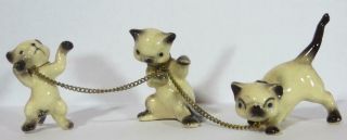 Vintage Mid Century Modern Siamese Cat Kitten Miniature Figurines Japan