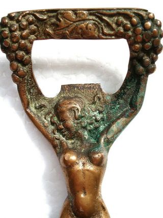 Vintage Brass Bottle Opener In The Form Of A Naked Lady With Detail