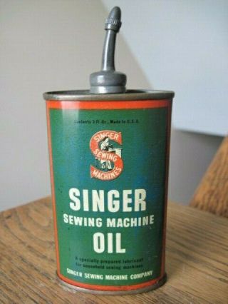 Singer Sewing Machine Oil 3 Oz Lead Top Oil Tin