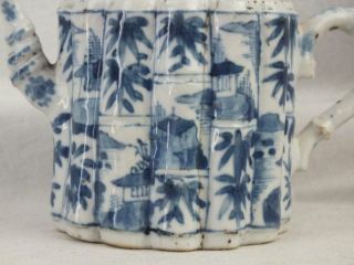 KANGXI 1662 - 1722 CHINESE PORCELAIN BLUE & WHITE BAMBOO SHAPED TEAPOT - A/F 2