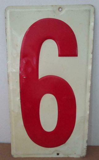 Vintage Aluminum Gas Station Price Number Sign Embossed 6