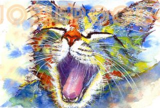 Cat Kitten Print From Watercolour Painting Picture By Josie P
