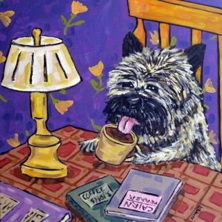 Cairn Terrier Coffee Shop Dog Art Tile Coaster Gift