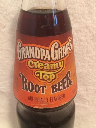 FULL 16oz GRANDPA GRAF’S CREAMY TOP ROOT BEER PAPER LABEL SODA BOTTLE 2