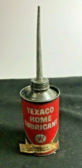 Vintage Oil Can Tin Texaco Home Lubricant Collectible Advertising Oiler Can (a02)