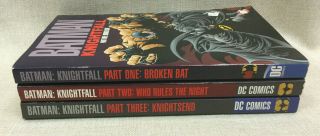 Batman Knightfall Dc Volumes 1 - 3 Graphic Novel Trade Paperback Reading Copies