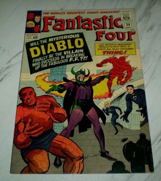 Fantastic Four 30 Nm - 9.  2 Ow Pages Unrestored 1964 Marvel 1st Diablo