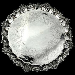 Antique Ornate George Iii Solid Sterling Silver Salver/tray London 1787,  1,  230g.