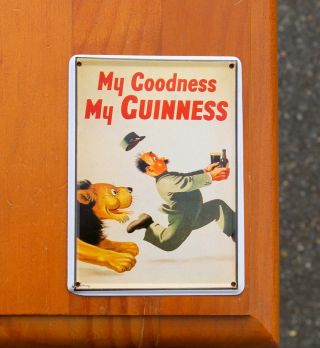My Goodness My Guinness Lion Beer 4 1/4 " Tin Metal Collectable Post Card Magnet