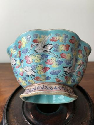 antique chinese famille rose bowl with ten crane 4
