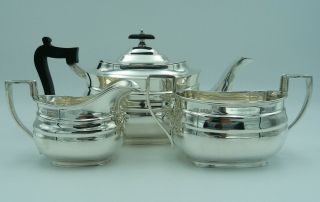 Antique Solid Silver Georgian Tea Set Service Teapot,  Cream Jug Sugar Bowl 1150g