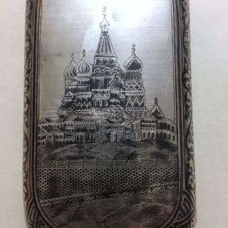 Antique Russian 84 Silver Niello Cigarette Case Large 1883 Kremlin 2
