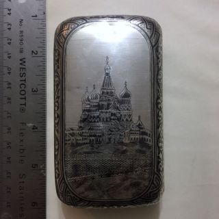 Antique Russian 84 Silver Niello Cigarette Case Large 1883 Kremlin 8