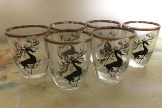 Vintage Shot Glasses.  Retro Stylised Horse Design - Set Of 6