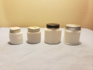 Vintage Ponds Cold Cream White Milk Glass Jar And Mentholatum Jars Set Of 4