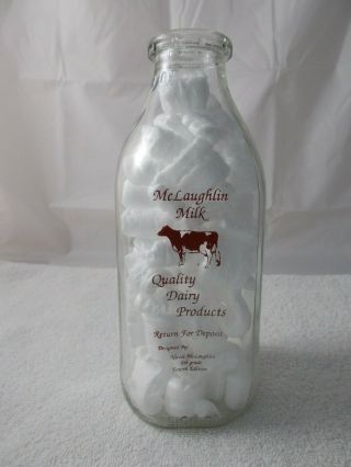 One Quart Mclaughlin Milk Bottle Fourth Edition Lisbon York