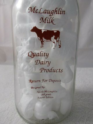 One Quart McLaughlin Milk Bottle Fourth Edition Lisbon York 2